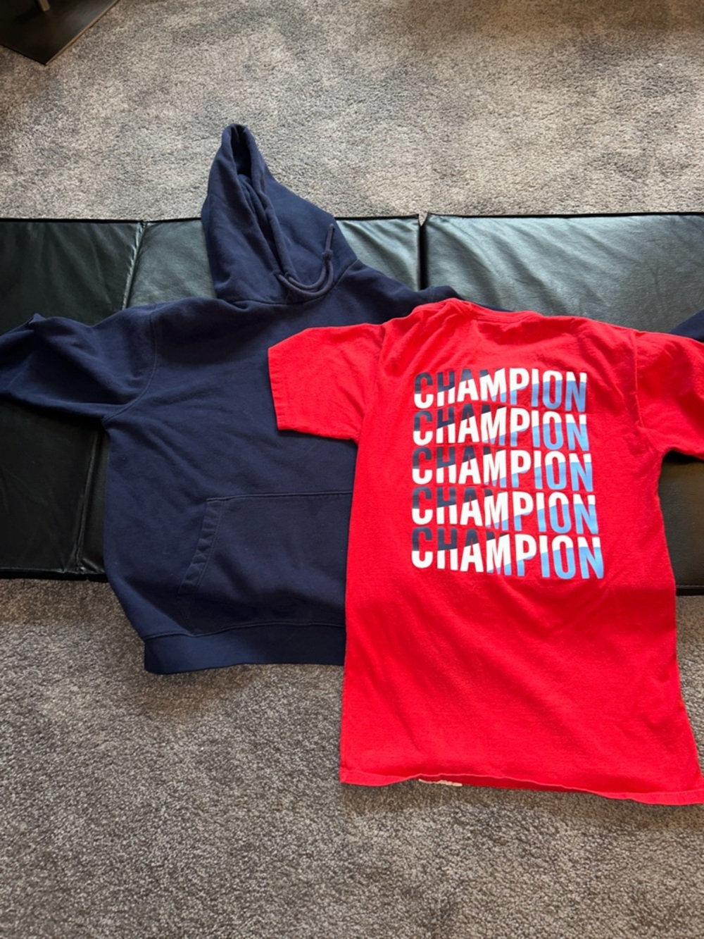 Kids Old Navy/Champion Navy Blue  Hoodie Sweatshirt/Champion Kida Red T-Shirt